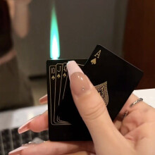 ACE OF SPADES LIGHTER BLACK AND GOLD GREEN FLAME REFILLABLE JET WINDPROOF