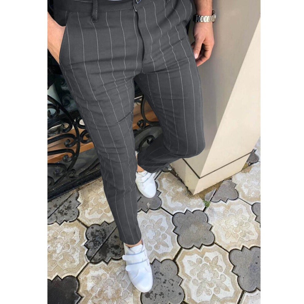 Men's Casual Pants Men Skinny Stretch Slim Fit Pencil Pants Trousers Summer Mens Zipper Mid Waist Stripe Jogging Track Pants-image-OPC-PBQYJQ9-NEW