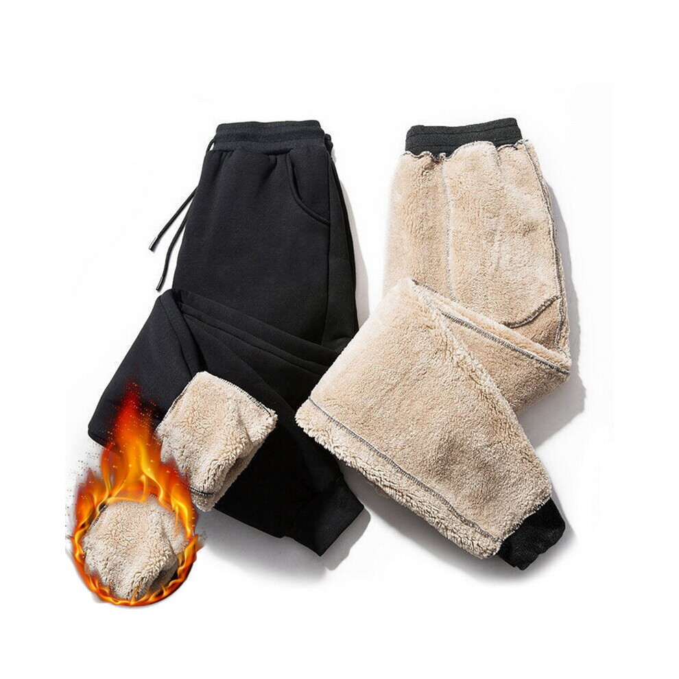 Autumn Winter Men Fleece Warm Cargo Pants Loose Print Plush Thermal Drawstring Trousers Sports Outwear Sweatpants M-5XL-image-OPC-PBQYJYH-NEW