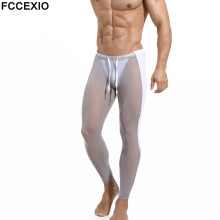 Men Sexy Mesh Tights Running Sports Leggings Long Pants Fitness Men Cycling Nylon Compression Skinny Leggings