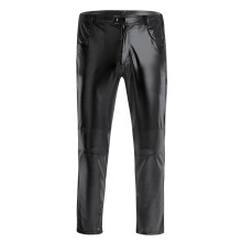 Mens Pant Faux Leather Pants Tight Leggings Skinny Moto Biker Tight Pant Legging Long Trousers Men Trousers for Night Clubwear