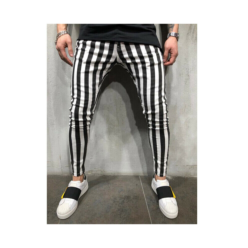 Summer Men's Casual Slim Pants Comfortable Stretch Striped Plaid Pants US-image-OPC-PBQYKSQ-NEW