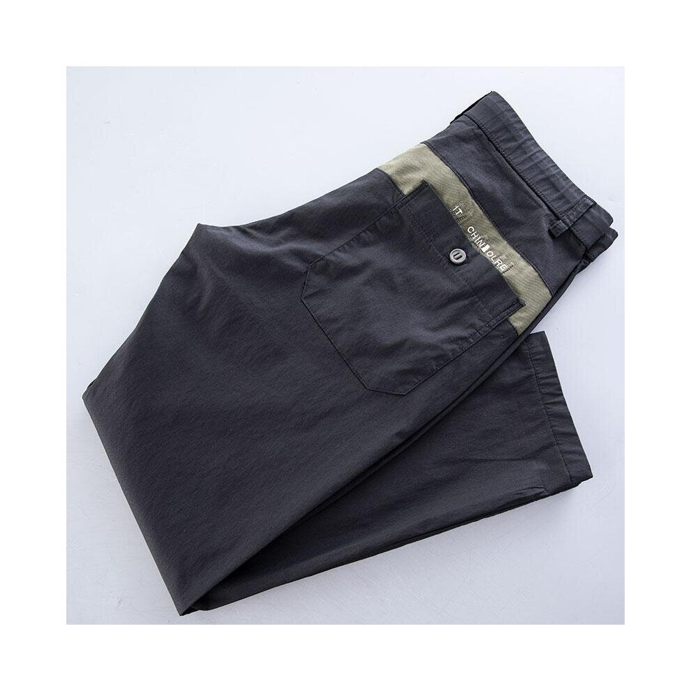 High Workwear Men's Casual Pants Autumn Splicing Slim Small Straight Leg Elastic Washed Cotton Cargo Pants 885657480777