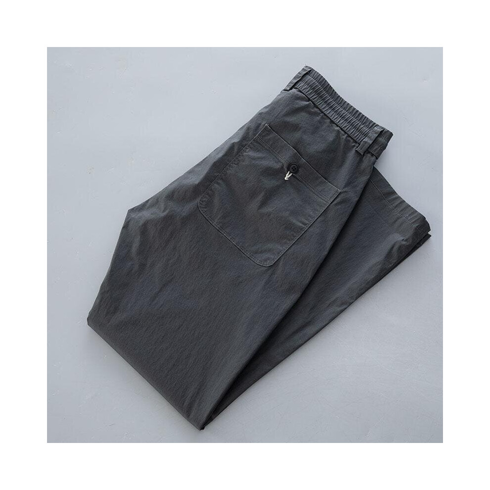 Workwear Men's Autumn Casual Loose Small Straight Leg Vintage Elastic Sports Cropped Cargo Pants 885657481767
