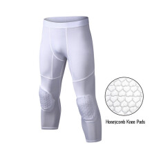 Sports Pants with Knee Pads 3/4 Compression Leggings Tights Mens Boys Youth Pants Football Quick Dry Workout Leggings
