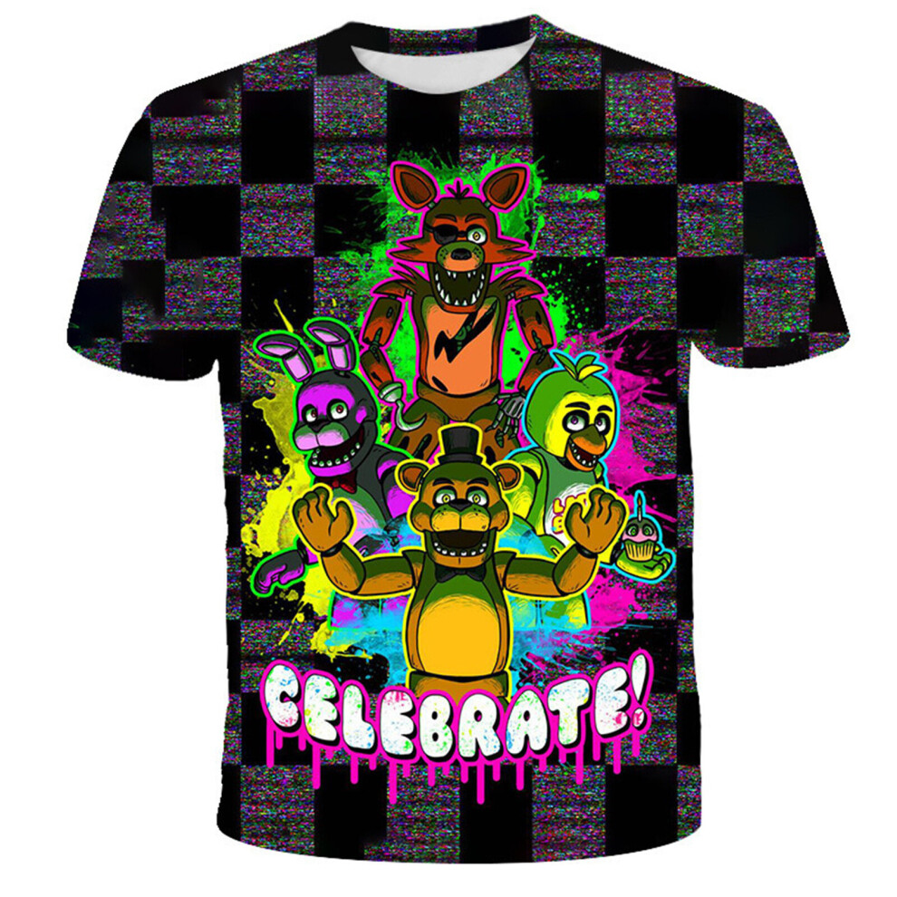 (Chica, XL) Five Nights At Freddys Men Tshirt Foxy Bonnie Print Summer Wear Shortsleeved