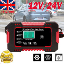 Smart 12v 24v automatico batteria auto caricabatteria Jump Starter impulso riparazione Agmgel 8a