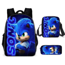 3Pcs/Set Sonic The Hedgehog Rucksack Backpack Lunch Bag Crossbody Bag Pencil Case for Kids Children