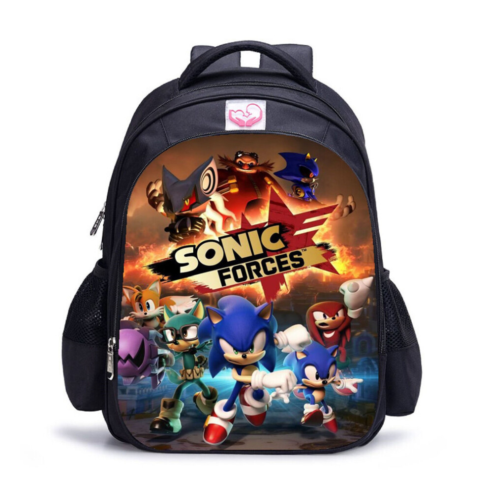 (L, B) Sonic the Hedgehog Kids Boys Girls Backpack School Bags Student Rucksack Large Capacity Bookbag