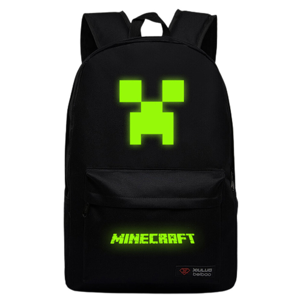 (Black) Minecraft Kid Teen Student Rucksack Large Capacity School Bag Backpack Travel Outdoor Daily Daypack Black