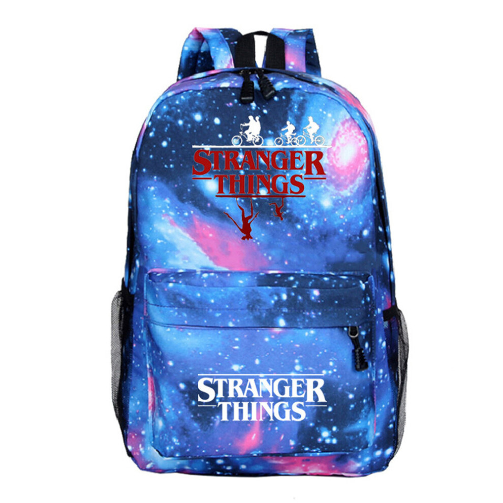 (Starry Blue) Kids Adult Stranger Things Galaxy Backpack Rucksack Student Travel Large Capacity Bag Schoolbag Gift
