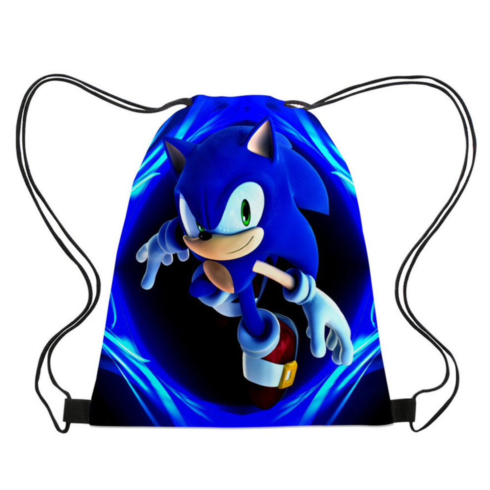 (B) Kid's Boys Girl Drawstring Backpack Sonic The Hedgehog Rucksack Outdoor Travel Book Bags