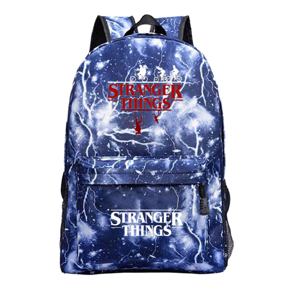 (Blue) Kids Adult Stranger Things Galaxy Backpack Rucksack Student Travel Large Capacity Bag Schoolbag Gift