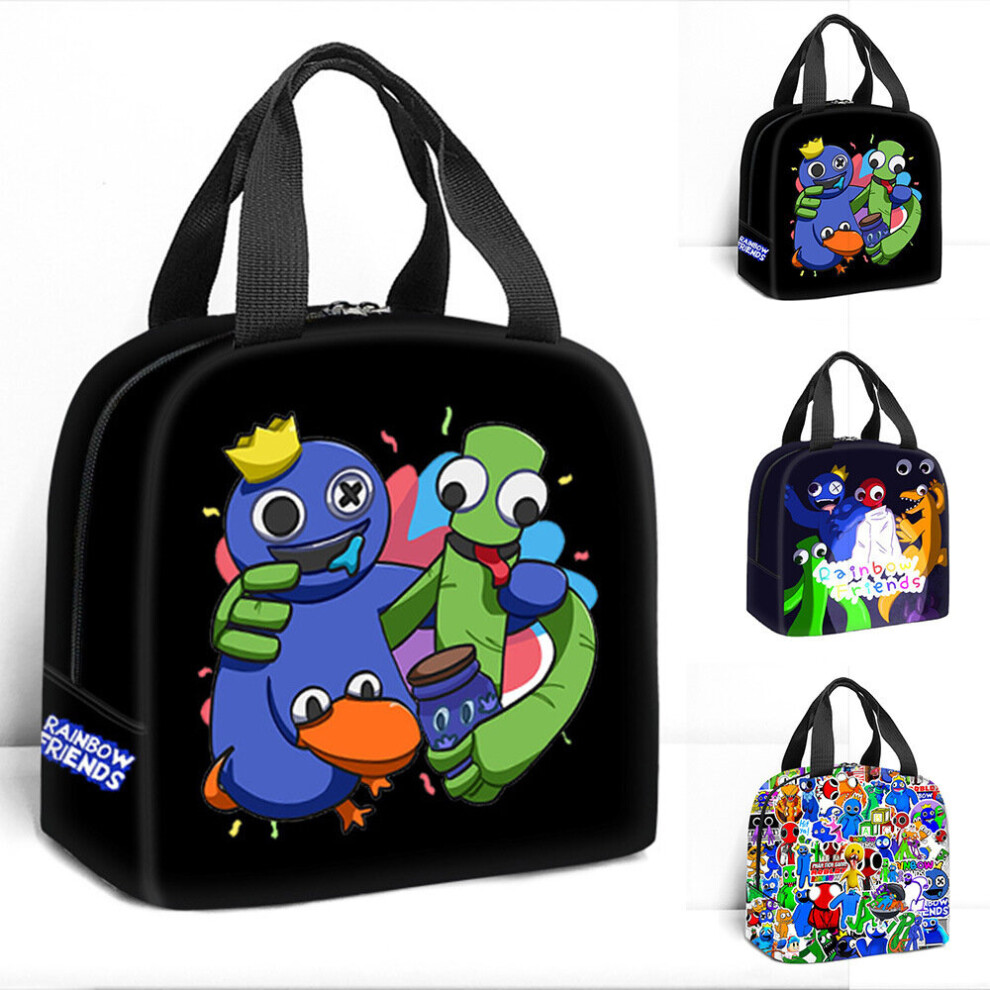 (B) Rainbow Friends Lunch Bags Kids Cooler Bag Insulated Lunch Box Water-Resistant Thermal Tote Bag for School Picnic Beach Hiking
