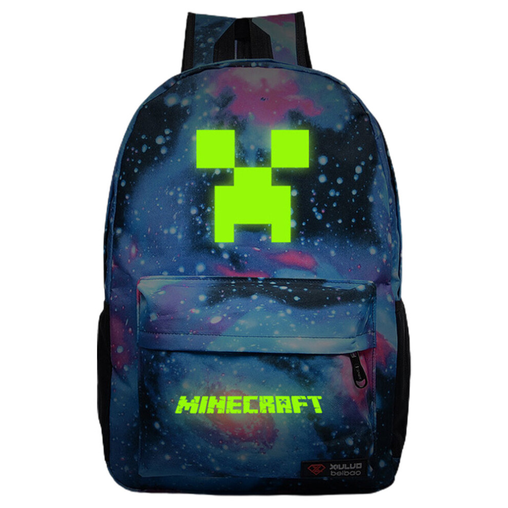(Galaxy ) Minecraft Kid Teen Student Rucksack Large Capacity School Bag Backpack Travel Outdoor Daily Daypack Blue