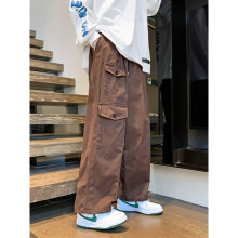Streetwear Brown Cargo Pants Women Vintage Oversize Khaki Wide Leg Trousers 90s Style Joggers Y2k