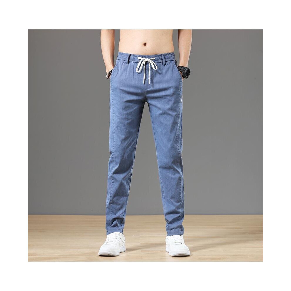 Casual Pants Men's Summer Thin Style Versatile Drawstring Straight Slim Pants Men's Breathable Students Pants-image-OPC-PBQYXSV-NEW