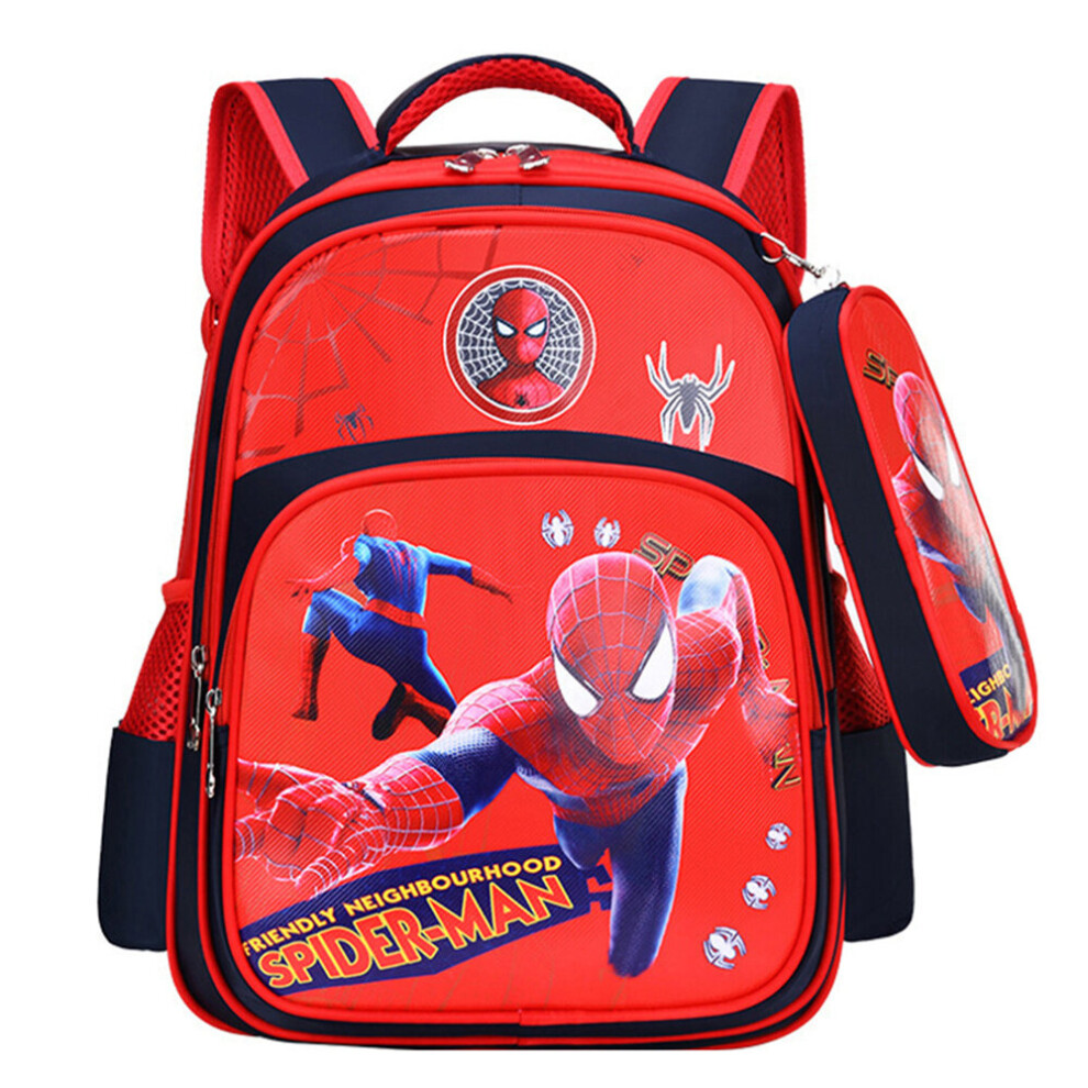(Red) Marvel Spiderman School Bag, Large Capacity Kids Backpack for Travel Sports, Gifts for Boys and Teens with Pencil Case