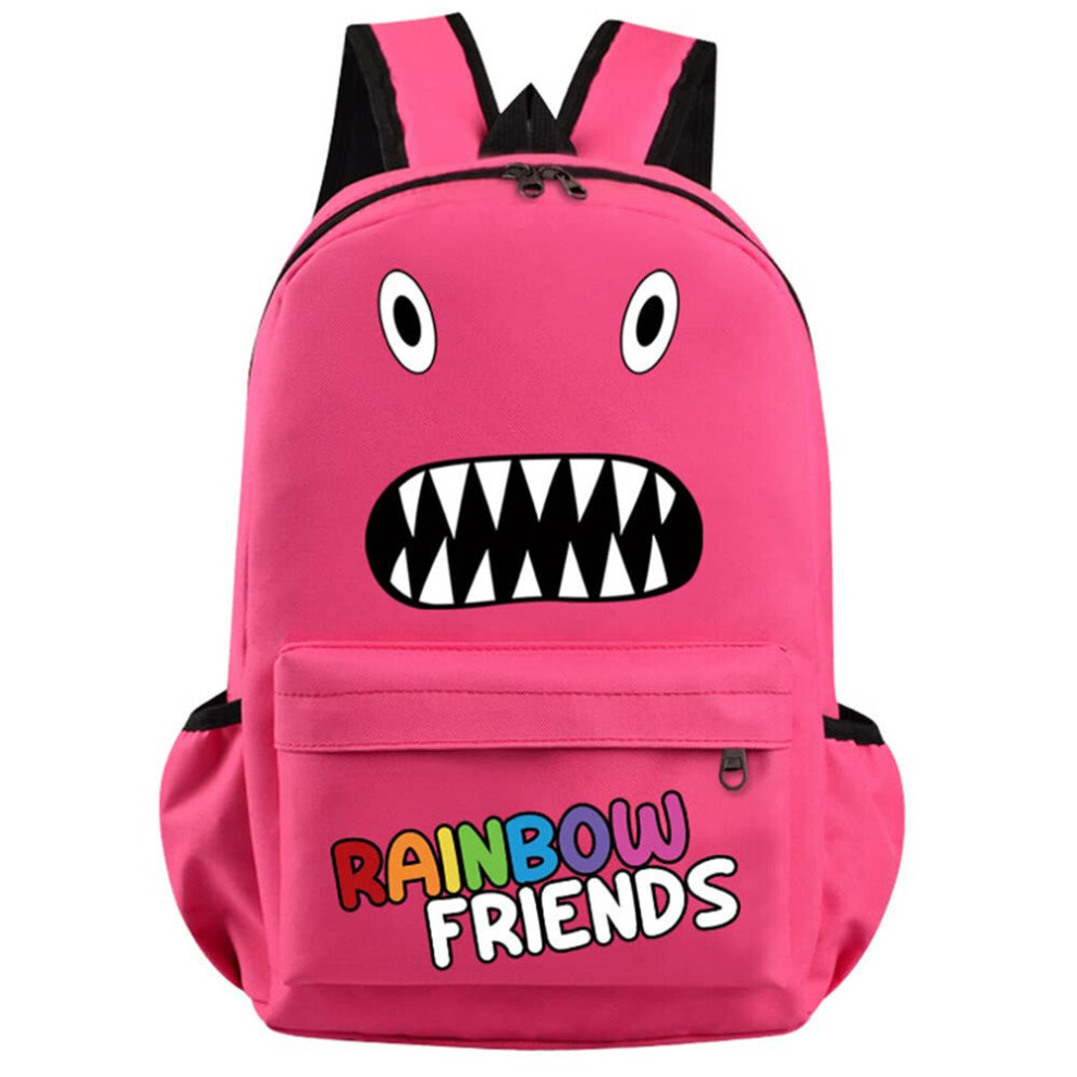(Rose Red) Rainbow Friends Backpacks Rucksack School Travel Bags Bookbag Daypack for Kids Students Fans