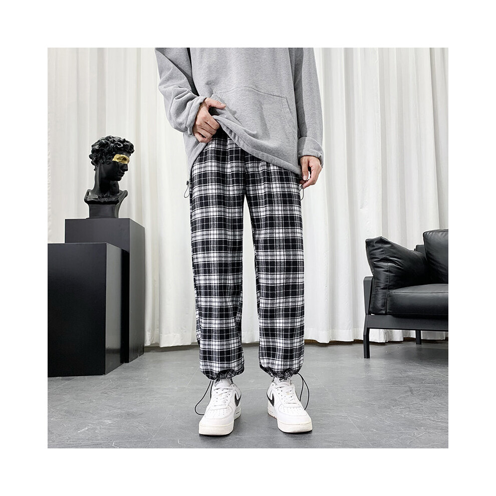 Summer Lightweight Plaid Pants Men Hip Hop Oversized Casual Pants Harem Sweatpants Harajuku Streetwear Jogger Men