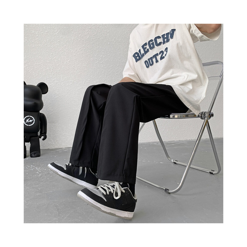 Casual pants men's spring autumn straight loose sports solid drawstring wide leg pants-image-OPC-PBQYYDR-NEW