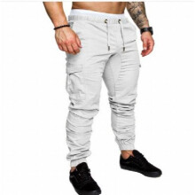 Men's Overalls Multi-Pocket Trousers Men's Woven Fabric Slacks With Bunched Legs