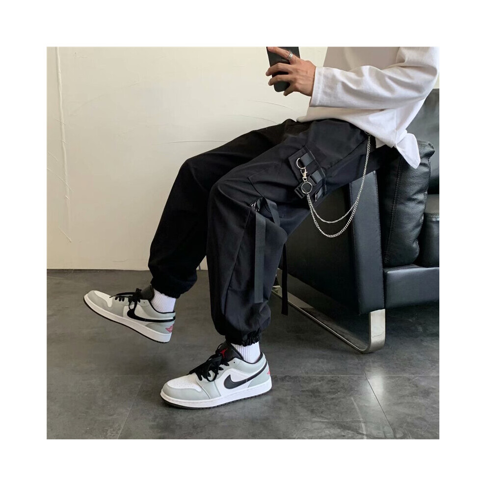 Men's side pocket tights ribbon hip hop running men's casual pants-image-OPC-PBQYZ7R-NEW