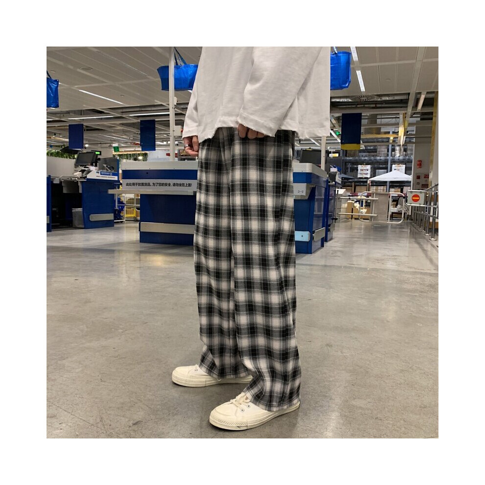 Summer Thin Plaid Pants Men Retro Cotton Straight Pants Men Streetwear Loose Casual Pants Mens Wide Leg Pants-image-OPC-PBQZ8CK-NEW