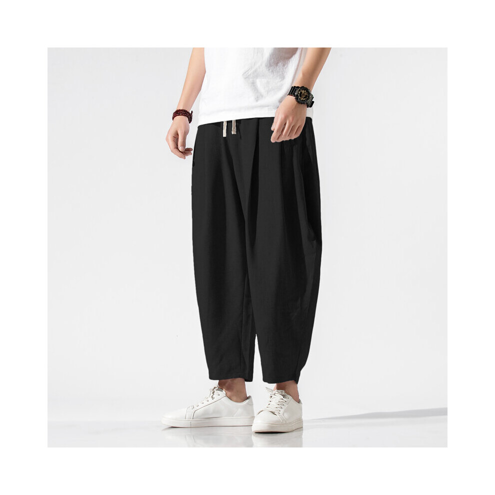 Men Oversize Wide Leg Pants Mens Straight Casual Ankle-Length Pants Chinese Style Summer Male Harem Pant-image-OPC-PBQZ8TD-NEW