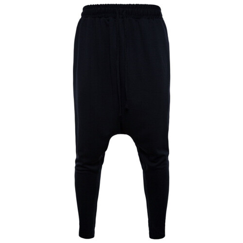 Black Mens Harem Pants, Drop Crotch Baggy Joggers for Training