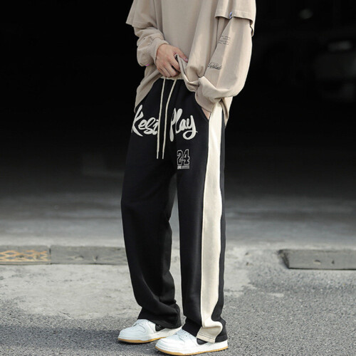 Y2k Men Streetwear Letter Print Joggers Pants Hip Hop Harajuku Casual Foam  Letter Print Male Side Striped Sweatpants on OnBuy