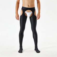 Sexy Men Candy Pencil Pants Sheer See Through Sexy Tight Smooth Elastic Fitness Hollow Out GYM Pants Open Crotch