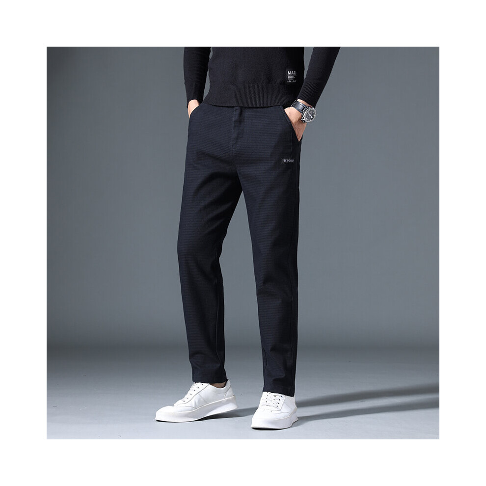 Size 28-40 Men's Formal Pants Office Slim Fit Black Long Trousers