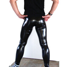 Sexy Men PVC Stage Dance Wear Faux Leather Pencil Pants Skinny Pants Legging Gay Club Dance Wear FX1090