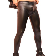 Men Style Tight Pants Imitate Latex Close-Fitting Pants PU Faux Leather Casual Pencil Trousers Shank Bottoms Legging Skinny