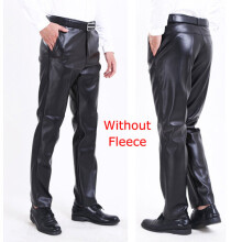 Thoshine Spring Summer Autumn Men Leather Pants Straight Moto & Biker Trousers Male PU Faux Leather Trousers Casual Pants