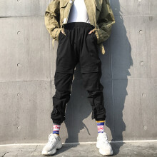 Europe And The United States Burst Models Hip-Hop Women's Large Pockets With Beam Buckle Casual Wild Overalls