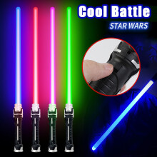 (66cm, Red) Lightsaber Toy Laser Sword Star Wars 2-in-1 Extendable LED Light Up Saber, Toys for Galaxy War Fighters and Warriors