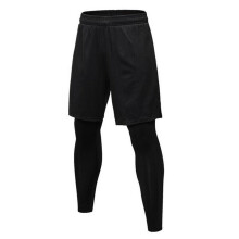 Mens Leggings with Shorts Compression Running Sports Long Pant GYM Tight Trouser