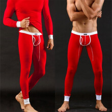 men's Warm-Keeping Leggings Long Modal Thin Long Johns Slim-Fit Sexy Leggings Gun Separation Solid mid-waist Long Johns