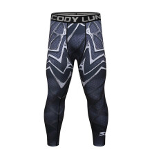 Men Compression Jogging Pants Gym Fitness Men Leggings Print Mid Waist Elastic Push Up Ankle Length Polyester Leggings