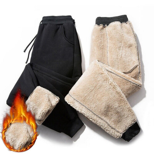 Winter Pants Men Fur Lined Joggers Woman Men Thick Sweatpants