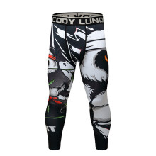 Push Up Ankle Length Polyester Leggings Men Compression Jogging Pants Gym Fitness Men Leggings Print Mid Waist Elastic