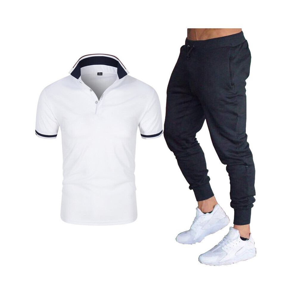 Summer POLO Shirts 2 Pieces Suit Short Sleeves T-Shirts Men's Sports Pants Men's Set Solid Pants-image-OPC-PBQZNWF-NEW