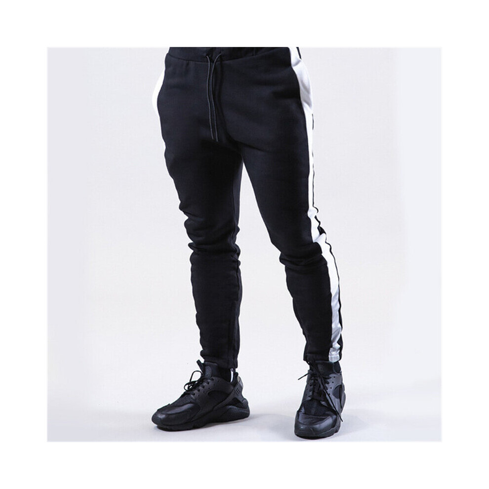 Mens Casual Slim Fit Tracksuit Sports Male Gym Side Stripe Sweatpants Streetwear Male Trousers