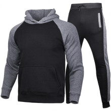 2 Pcs/Set Stylish Hoodie Pants Suit Elastic Waist Warm Sweatshirt Contrast Spring Tracksuit