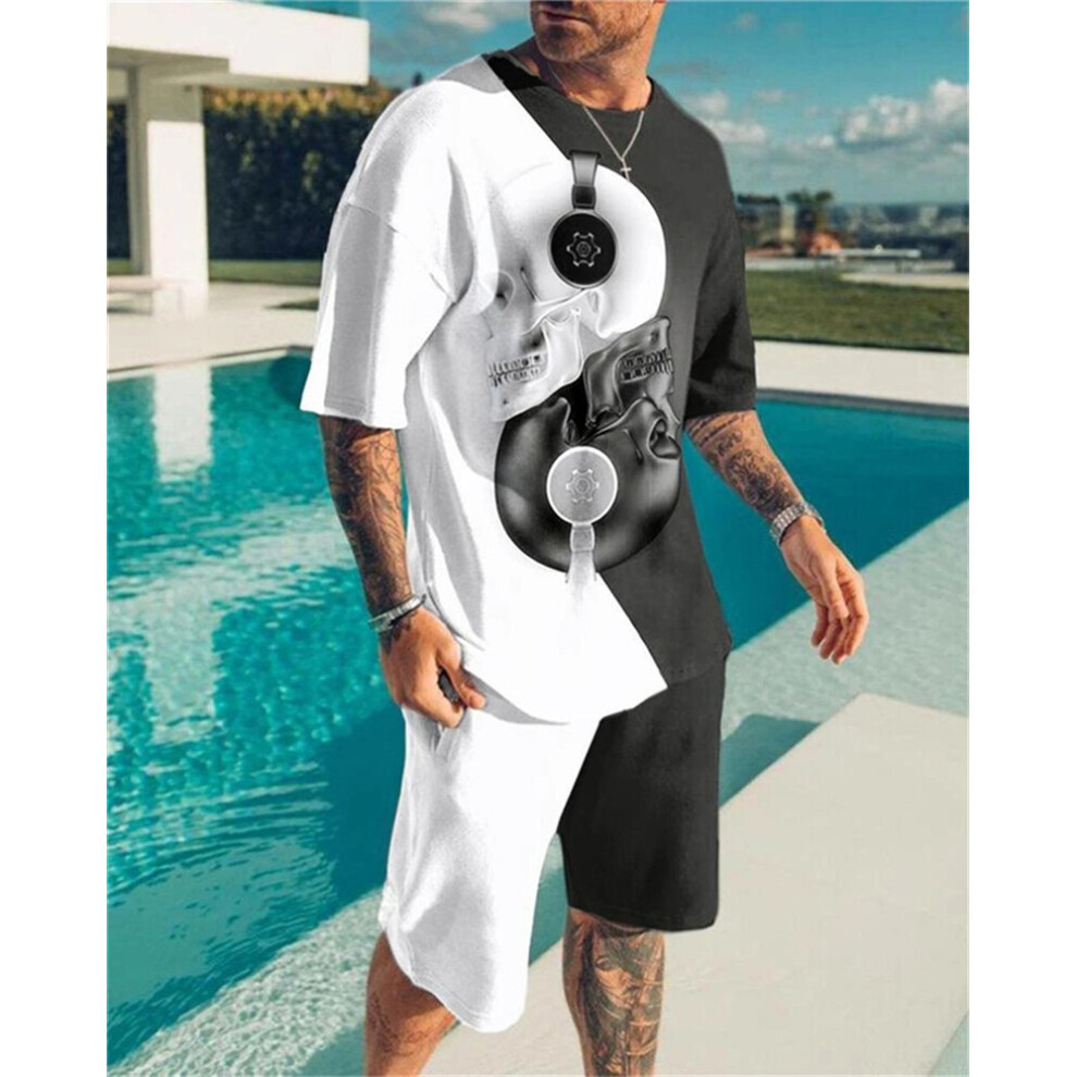 Summer Men's High-End Tracksuit Vintage T-Shirt Shorts Set 2 Pieces Casual Suit Male Outfit Oversized Jogging Clothing-image-OPC-PBQZNZ2-NEW