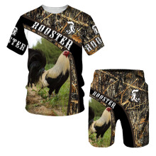 Summer 3D Printed Cock Animal Short Sleeves Sets Oversized T-shirt+ Sport Shorts Tracksuit Pheasant Rooster T-shirt Suit