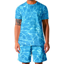 3D Water ripple swimming pool Men's Round Neck T-shirt Suit Men's Women's T-shirt Shorts vest Sportswear 4XL