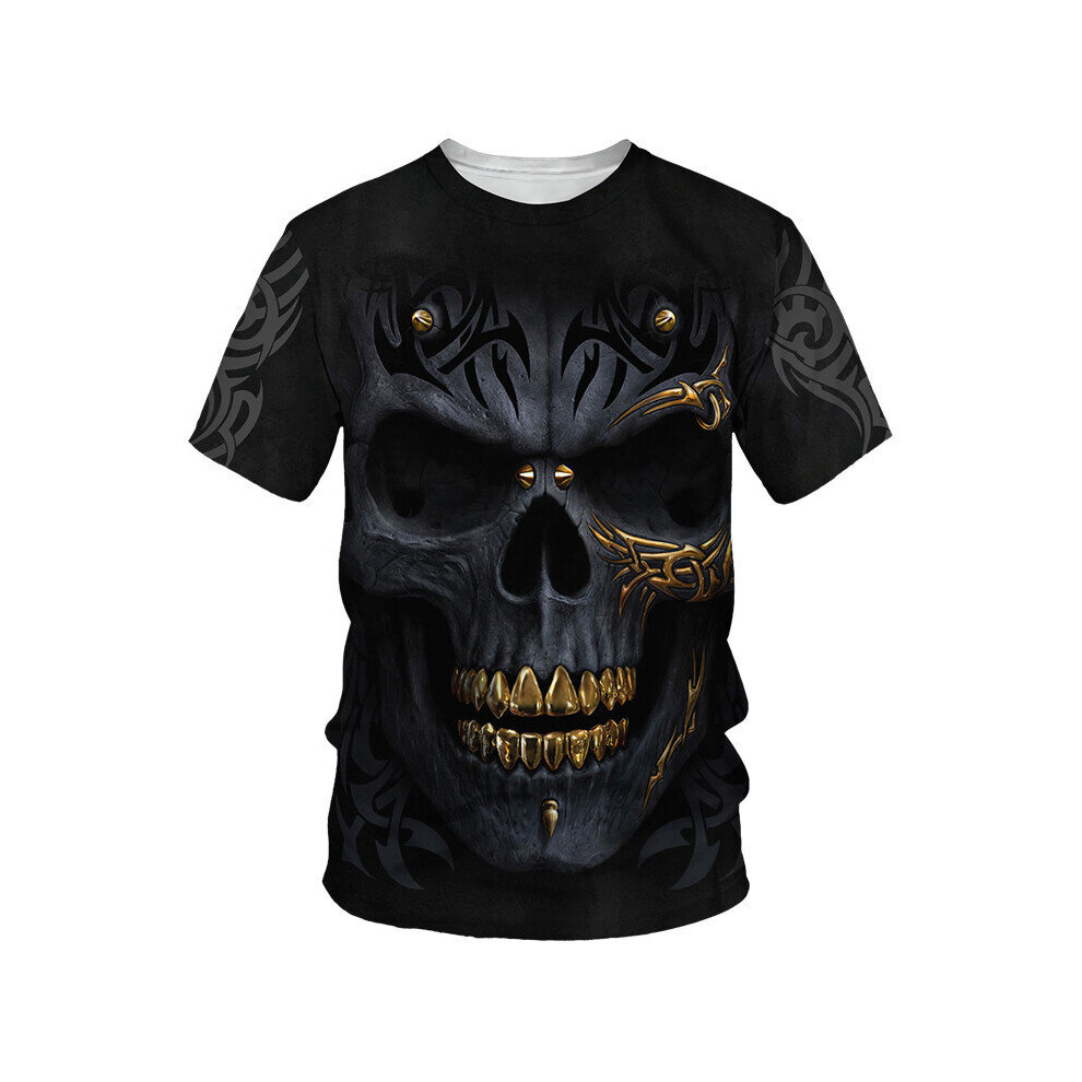 Summer Gothic Skull 3D Print Men's T-Shirt/Suit Streetwear Short Sleeve Tracksuit Personality Tops+Shorts Two Piece Set-image-OPC-PBQZPQF-NEW